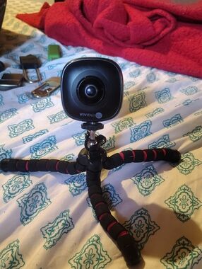 Vivitar 360° Action Camera in Black with Pink-Accent Flexible Tripod